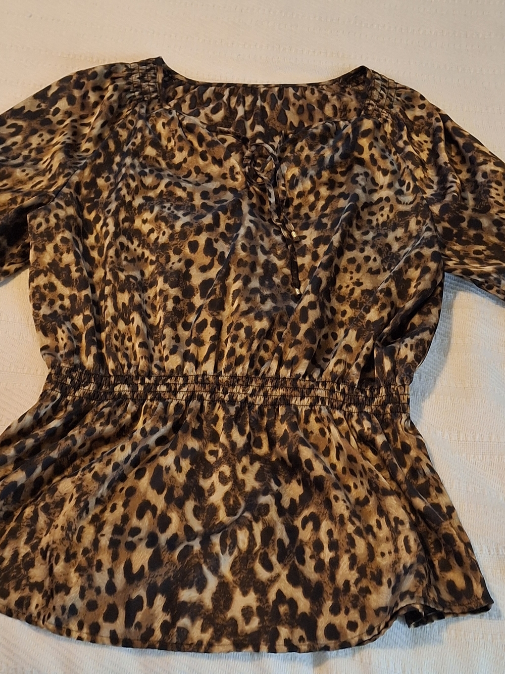 Leopard Print Peplum Blouse - Brown & Black